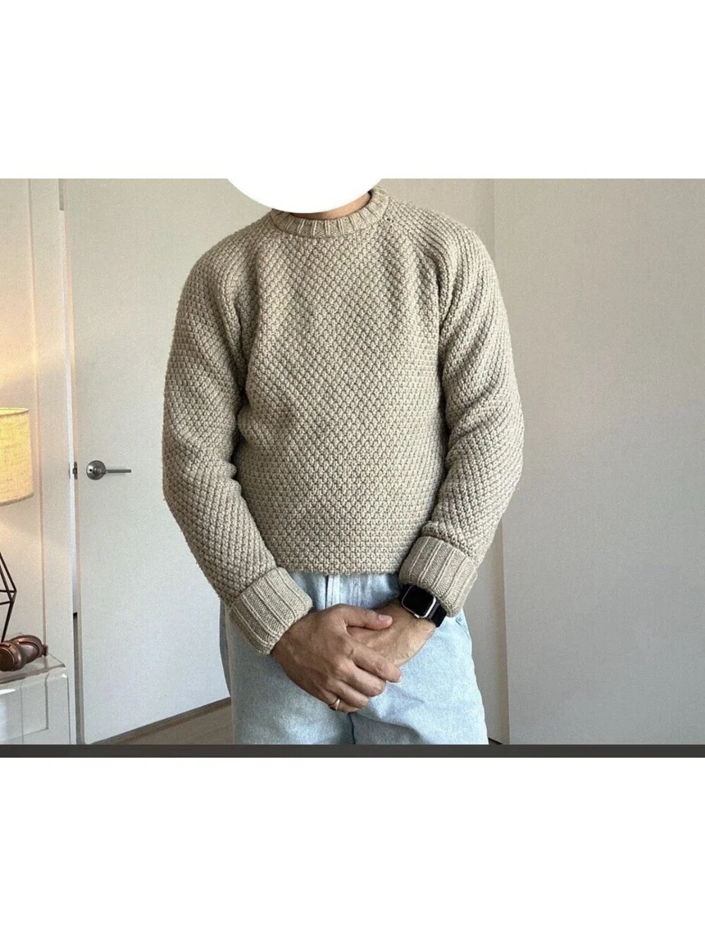 Taylor Stitch | The Fisherman Sweater in Natural Waffle M 40 | 100% Merino Wool
